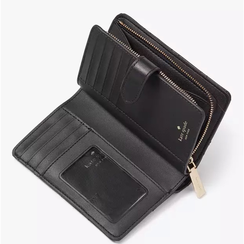 KATE SPADE Carey Medium Compact Bifold Wallet BLACK COLOR - Picture 9 of 15